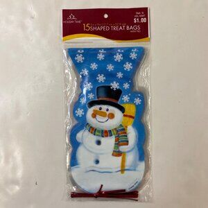 Holiday Time Snowman Shaped Blue Snowflake Treat Bags 15 Count